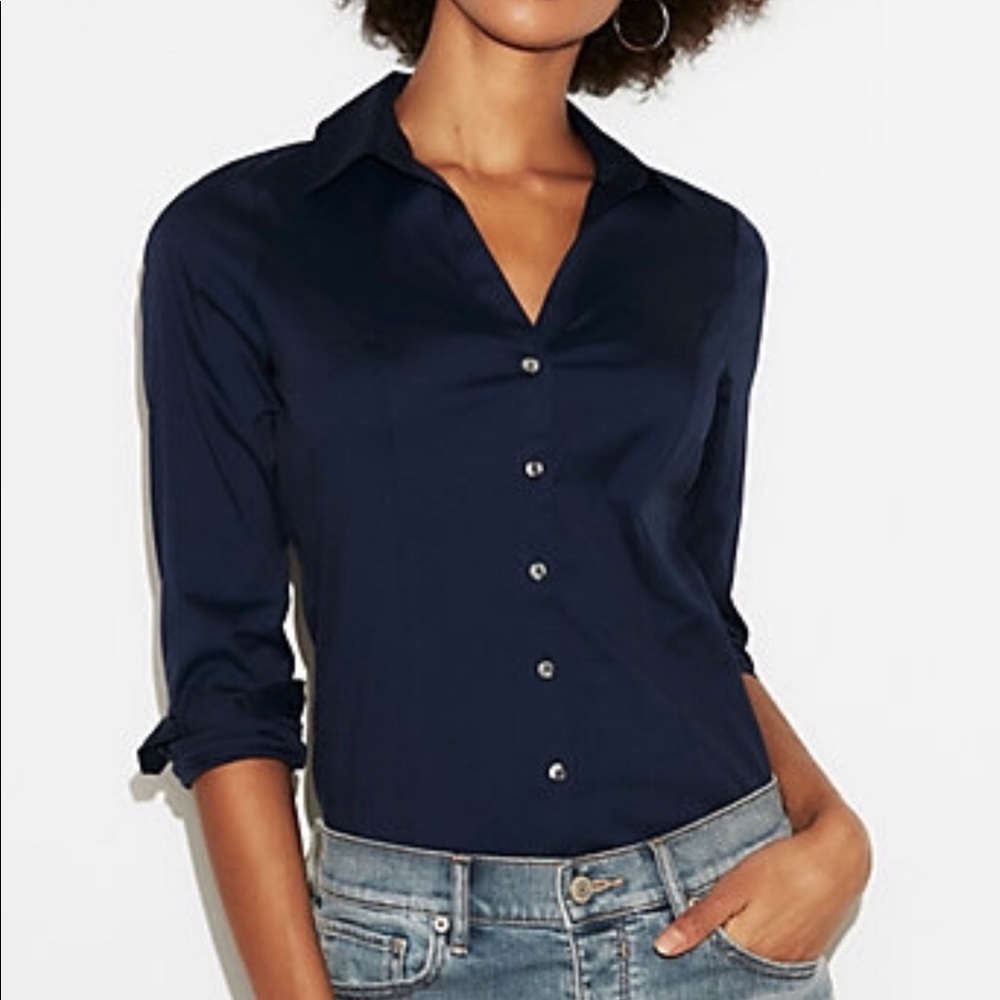 Express Essential button down - navy/teal